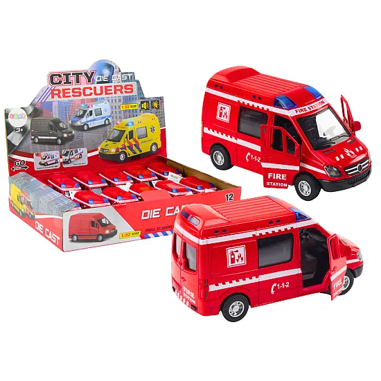 Fire Truck 1:32 Opening Doors Lights Sounds Drive Red Toy cars