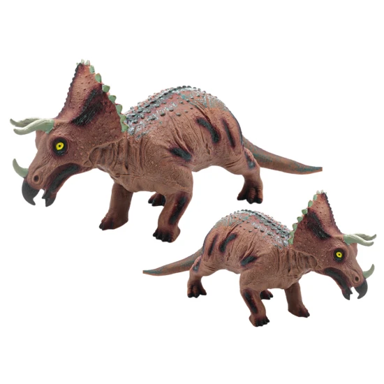 Didelė rudo Triceratops dinosauro figurėlė su garso efektu Dinozaurai