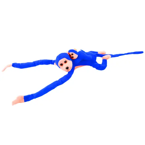 Mascot Plush Monkey with Baby, Blue 70 cm Pliušiniai žaislai