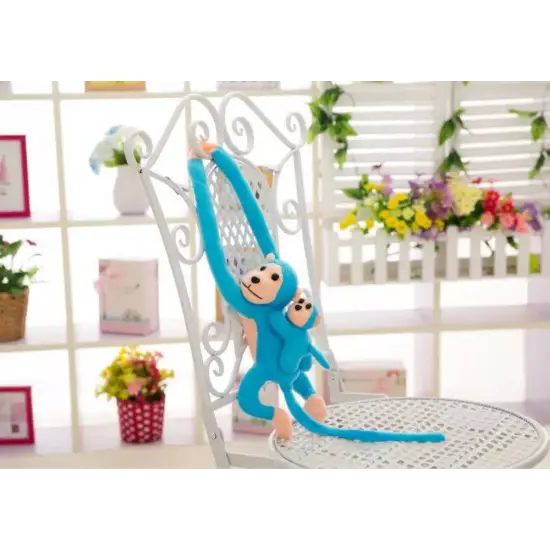 Mascot Plush Monkey with Baby, Blue 70 cm Pliušiniai žaislai
