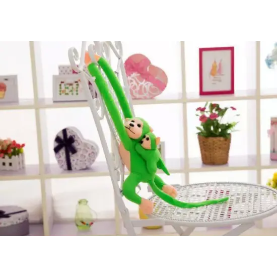 Mascot Plush Monkey with Baby, Green90 cm Pliušiniai žaislai