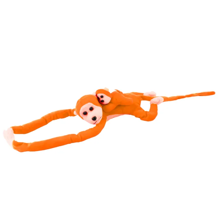 Mascot Plush Monkey with Baby, Orange 90 cm Pliušiniai žaislai