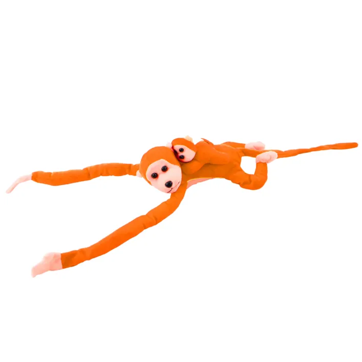 Mascot Plush Monkey with Baby, Orange 90 cm Pliušiniai žaislai