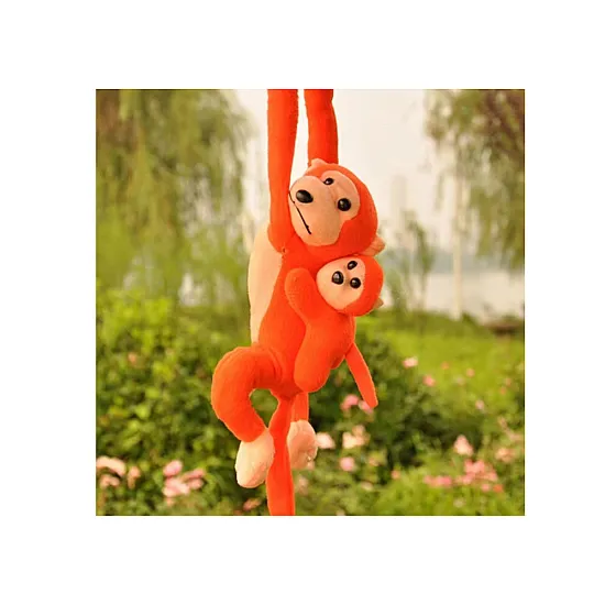 Mascot Plush Monkey with Baby, Orange 90 cm Pliušiniai žaislai