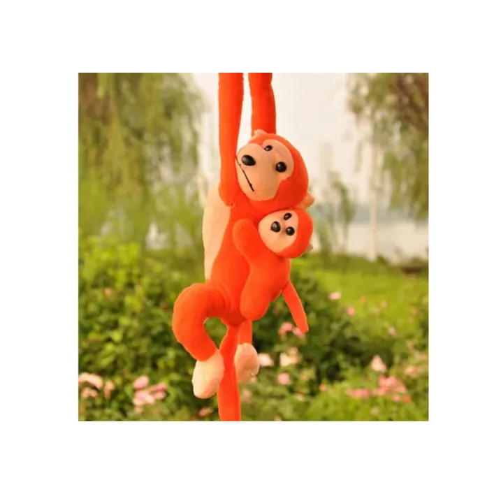 Mascot Plush Monkey with Baby, Orange 90 cm Pliušiniai žaislai