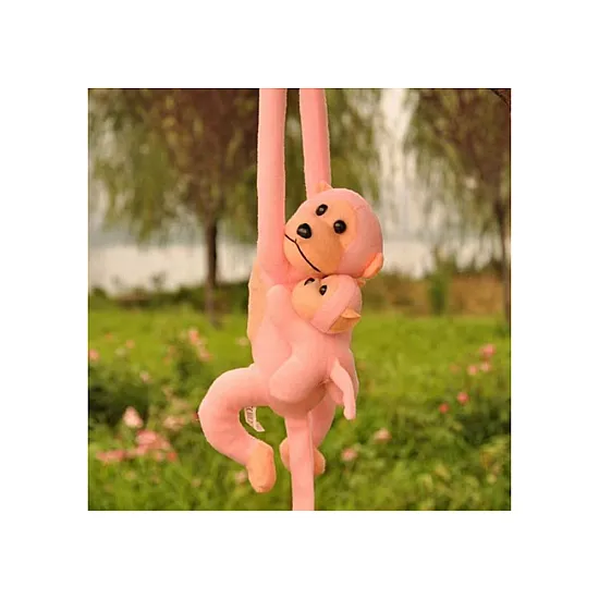Mascot Plush Monkey with Baby, Pink 90 cm Pliušiniai žaislai