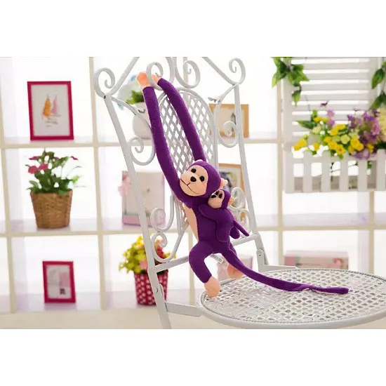 Mascot Plush Monkey with Baby, Purple 90 cm Pliušiniai žaislai