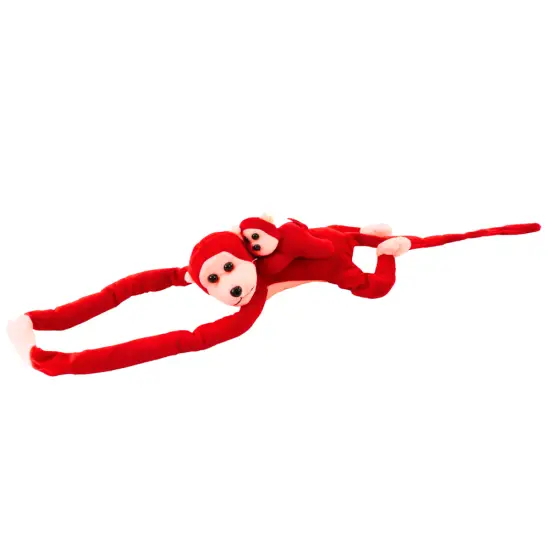 Mascot Plush Monkey with Baby, Red 70 cm Pliušiniai žaislai