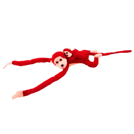 Mascot Plush Monkey with Baby, Red 70 cm Pliušiniai žaislai