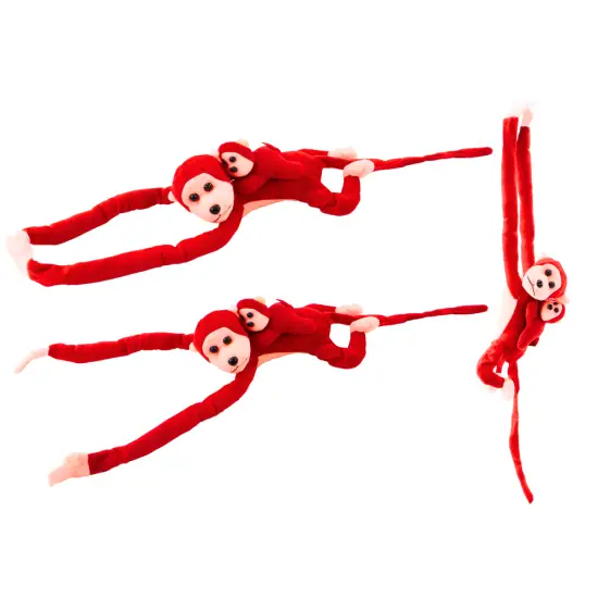 Mascot Plush Monkey with Baby, Red 70 cm Pliušiniai žaislai