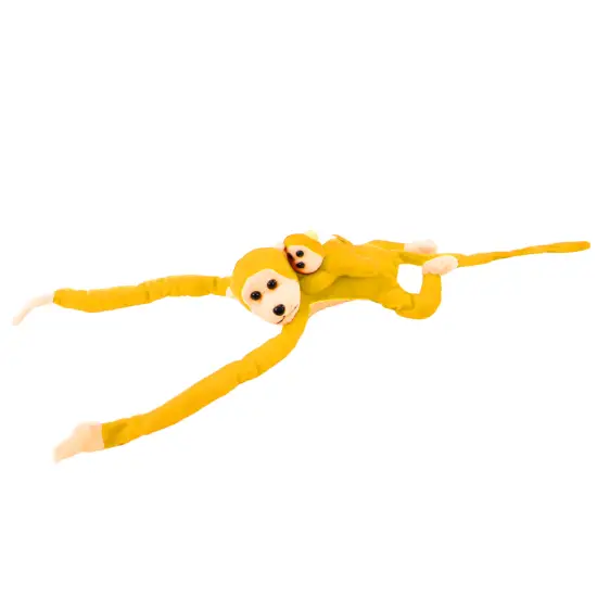 Mascot Plush Monkey with Baby, Yellow 70 cm Pliušiniai žaislai