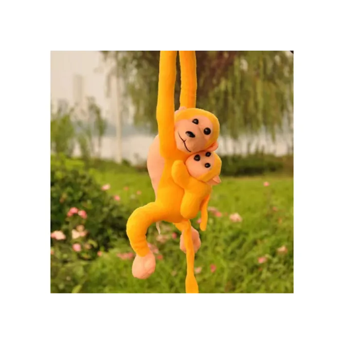 Mascot Plush Monkey with Baby, Yellow 90 cm Pliušiniai žaislai