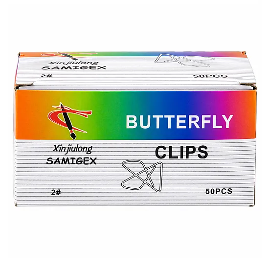 Metal butterfly-shaped paper clips, 32 mm, 50 pieces.