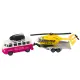 Off-road car with boat or helicopter, metal drive Žaisliniai automobiliai