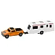 Set of Metal Car with Camper Trailer Orange Žaisliniai automobiliai