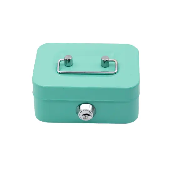 Piggy Bank Storage Box, Lockable, Two Keys, Metal, Turquoise Lavinamieji