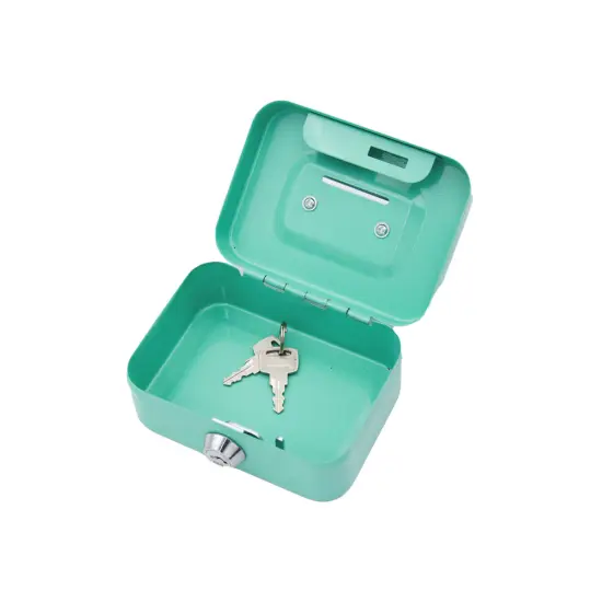 Piggy Bank Storage Box, Lockable, Two Keys, Metal, Turquoise Lavinamieji