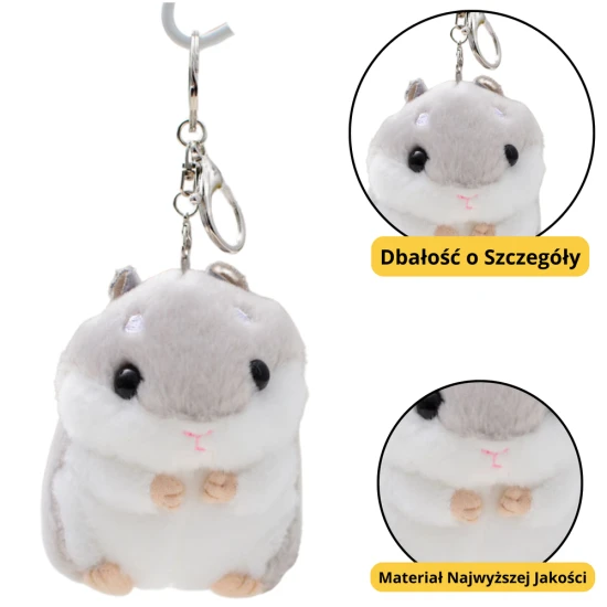 Pilkas pliušinis žiurkėnas raktų pakabukas 10cm Pliušiniai žaislai