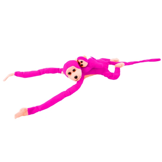 Plush Monkey with Baby Mascot, Dark Pink, with Sound 70 cm Pliušiniai žaislai