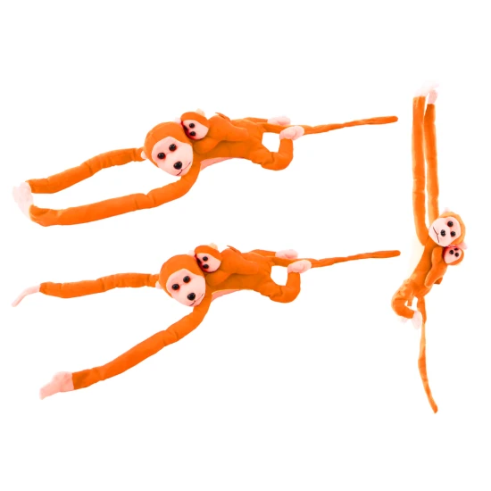 Plush Monkey with Baby Mascot, Orange with Sound 70 cm Pliušiniai žaislai