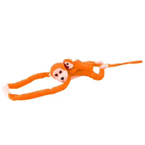 Plush Monkey with Baby Mascot, Orange with Sound 70 cm Pliušiniai žaislai