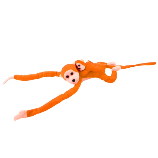 Plush Monkey with Baby Mascot, Orange with Sound 70 cm Pliušiniai žaislai