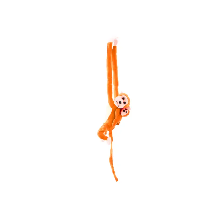 Plush Monkey with Baby Mascot, Orange with Sound 70 cm Pliušiniai žaislai