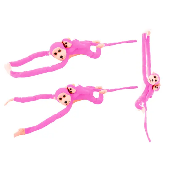 Plush Monkey with Baby Mascot, pink, 70 cm Pliušiniai žaislai