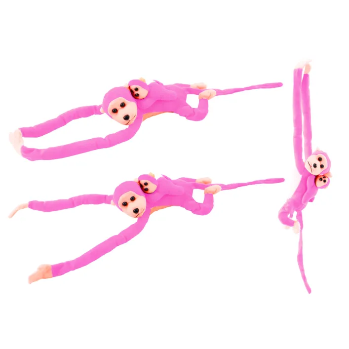 Plush Monkey with Baby Mascot, pink, 70 cm Pliušiniai žaislai