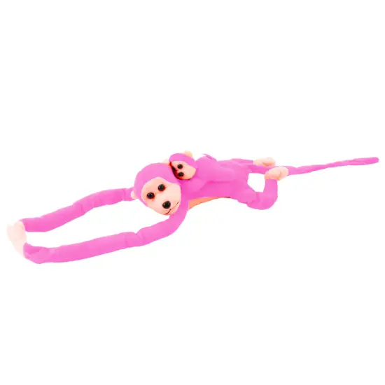 Plush Monkey with Baby Mascot, pink, 70 cm Pliušiniai žaislai