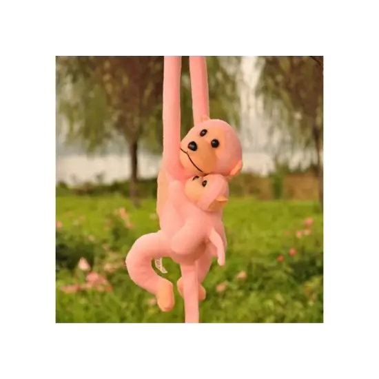Plush Monkey with Baby Mascot, pink, 70 cm Pliušiniai žaislai