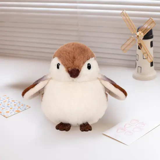 Plush Toy Sparrow Bird Brown 12cm Pliušiniai žaislai