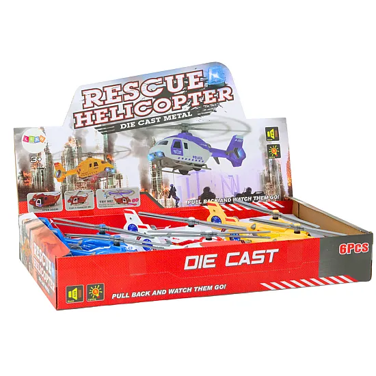 Police Fire Rescue Helicopter Metal Drive Opening Door Žaisliniai automobiliai