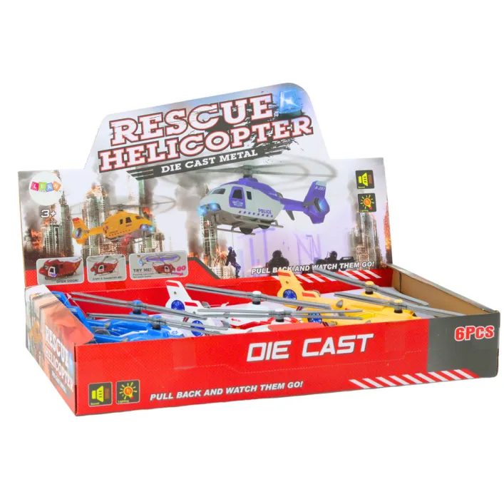 Police Fire Rescue Helicopter Metal Drive Opening Door Žaisliniai automobiliai
