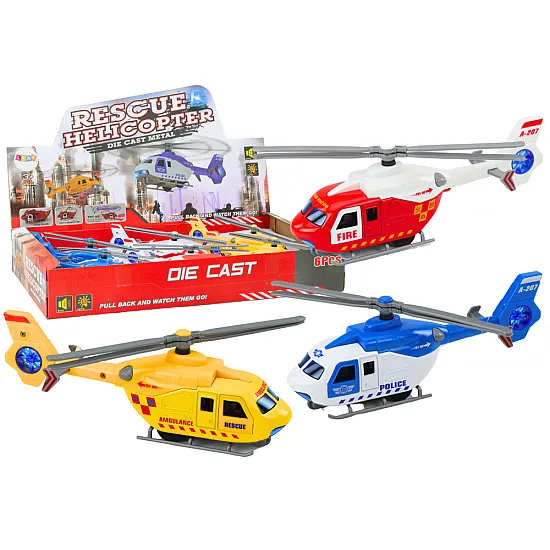 Police Fire Rescue Helicopter Metal Drive Opening Door Žaisliniai automobiliai