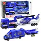 Police Rescue Car Boat Truck Helicopter Blue Set Žaisliniai automobiliai