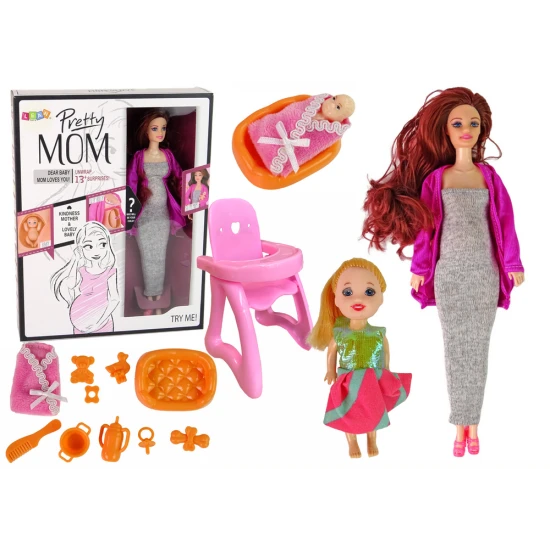 Nėščia lėlė su lėlyte ir priedais Lėlės ir žaidimų rinkiniai