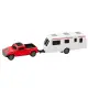 Set of Metal Car with Camper Trailer Red Žaisliniai automobiliai