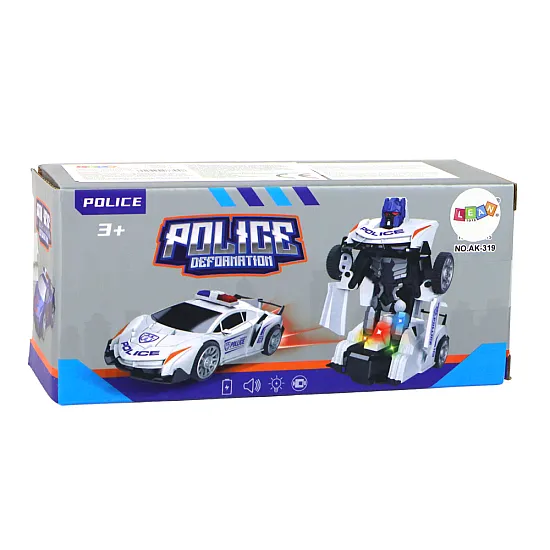 Robot Car Police Navy Blue 2in1 Transformation Žaisliniai automobiliai