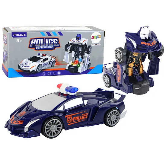 Robot Car Police Navy Blue 2in1 Transformation Žaisliniai automobiliai