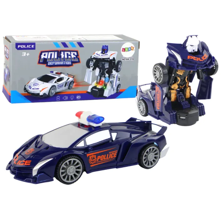 Robot Car Police Navy Blue 2in1 Transformation Žaisliniai automobiliai