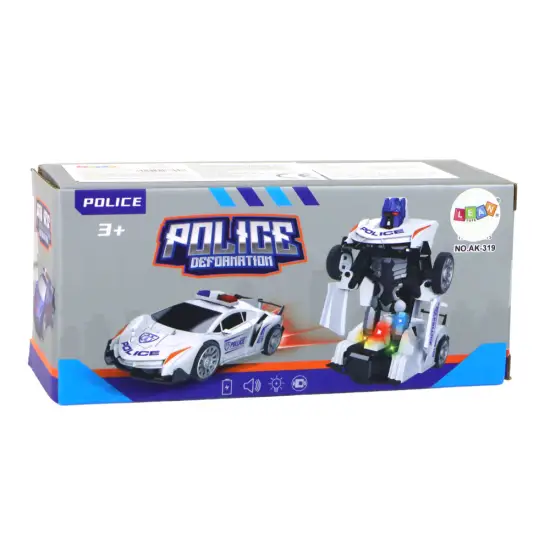 Robot Car Police White 2in1 Transformation Žaisliniai automobiliai