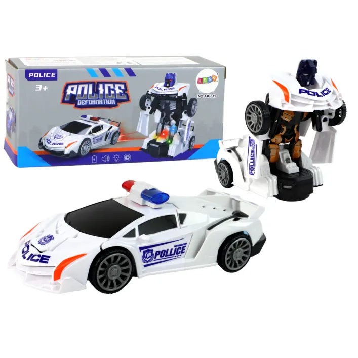 Robot Car Police White 2in1 Transformation Žaisliniai automobiliai