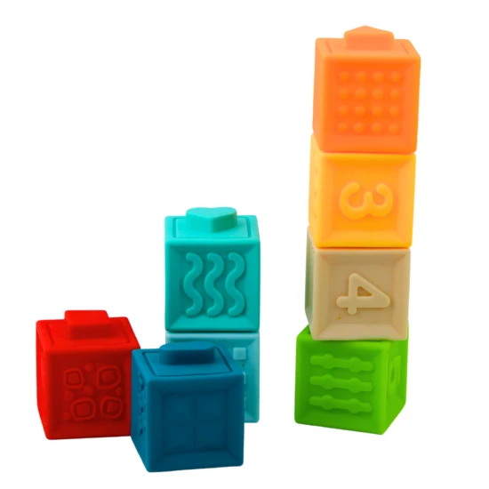 Guminės sensorinės lavinamosios kaladėlės mažyliams, 8 vnt. Lavinamieji