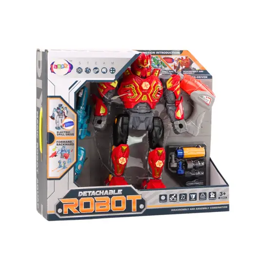 Raudonas surenkamas robotas