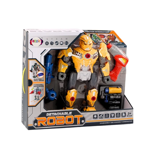 Surenkamas robotas su įrankiais