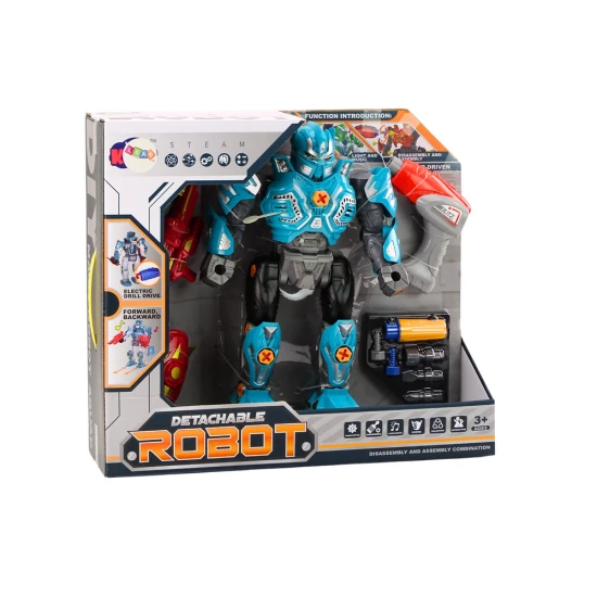 Šviesiai mėlynas surenkamas robotas