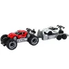 Set of Red Off-Road Car and White Sports Car Tow Truck Žaisliniai automobiliai