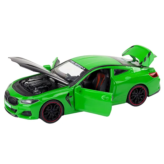 Sports Car Metal Friction Drive Openable Elements 1:24 Green Toy cars