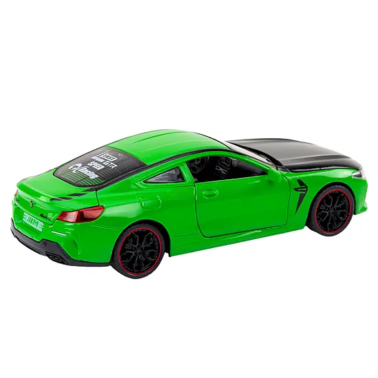 Sports Car Metal Friction Drive Openable Elements 1:24 Green Toy cars